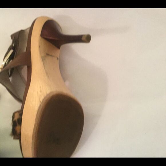 Michael Kors Calf Hair Animal Print Leather Wooden - Picture 10 of 11